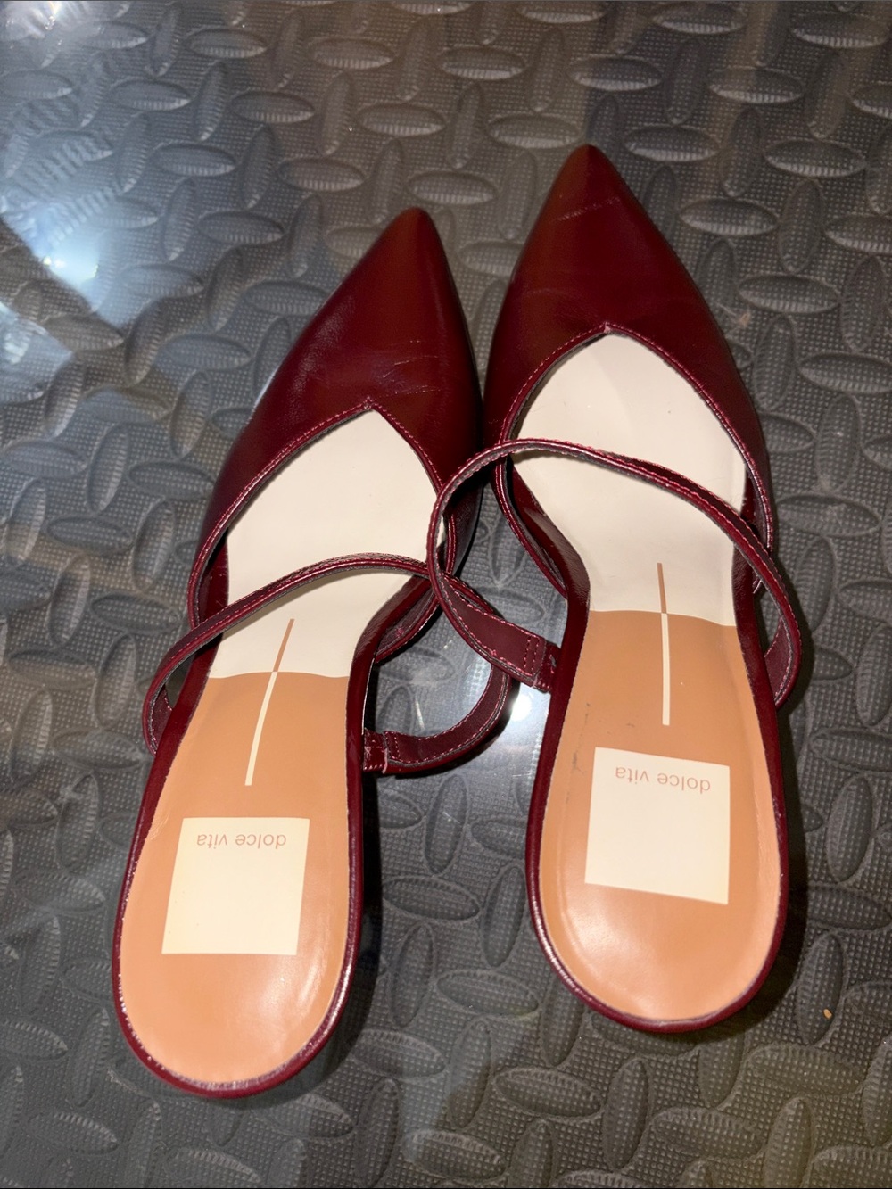 Dolce Vita Burgundy Pointed Slingback Mules - Picture 4 of 7